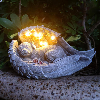 Solar Dog Garden Statues Outdoor Décor- Dog Figurines Solar LED Light Lawn Ornaments - Yard Decorations for Patio, Balcony, Backyard -Unique Birthday House Warming Gifts for Mom