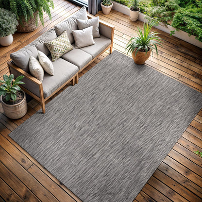 CAMILSON Outdoor Rug 5x7 Modern Area Rugs for Indoor and Outdoor Patios and Porches - Waterproof, Washable, Non-Shedding, Easy-to-Clean Outside Carpet (5 x 7, Solid - Silver Gray)