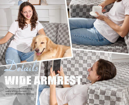 Modular Sectional Sofa 2 Seater Loveseat Modular Couch with Deep Seat Memory Foam Cloud Chair with Pillows Oversized Sectional Sofa for Living Room Bedroom (Plush Grey, Loveseat)