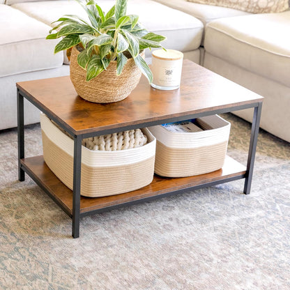 NaturalCozy Storage Baskets 16.8”x13”x7.6” Cotton Rope Woven Baskets for Organizing 3-Pack | Toy Storage Bins | Basket for Shelves, Laundry, Blanket, Clothes, Closet, Kitchen, Bathroom, Gifts