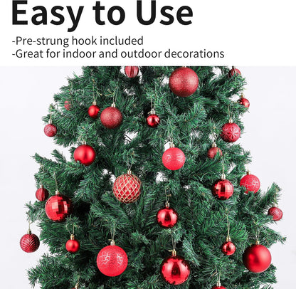 LANGXUN 36pcs Red Christmas Tree Decorations Balls, Bolas De Navidad, 2025 Christmas Decor, Indoor Outdoor Shatterproof Christmas Ornaments, Xmars Party Wedding Suppiles