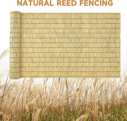 ZNCMRR Bamboo Fencing Decorative Natural Reed Fencing Rolls Fence Roll Bamboo Privacy Screen Panel for Balcony Patio Garden Backyard (5.5X16.4 FT Yellow)