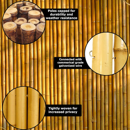 Backyard X-Scapes Natural Rolled Bamboo Fence 1in D x 6ft H x 8ft L