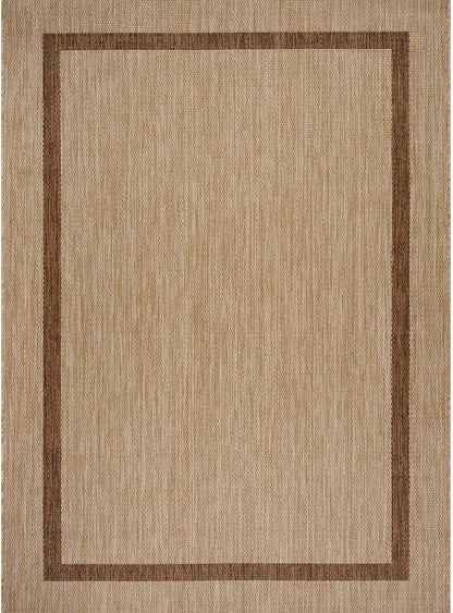 Bordered Outdoor Rug 10x14 Washable Outside Carpet for Indoor Patio Porch Waterproof Easy Cleaning Non Shedding Area Rugs Jute Beige - Nut Brown 10 x 14