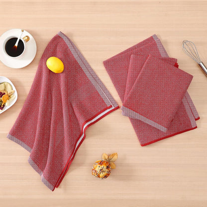 Homaxy Premium Kitchen Towels(18”x 28”, 12 Pack), Large Cotton Kitchen Hand Towels, Flat and Terry Dish Towels, 380 GSM Highly Absorbent Tea Towel Set with Hanging Loop, Red