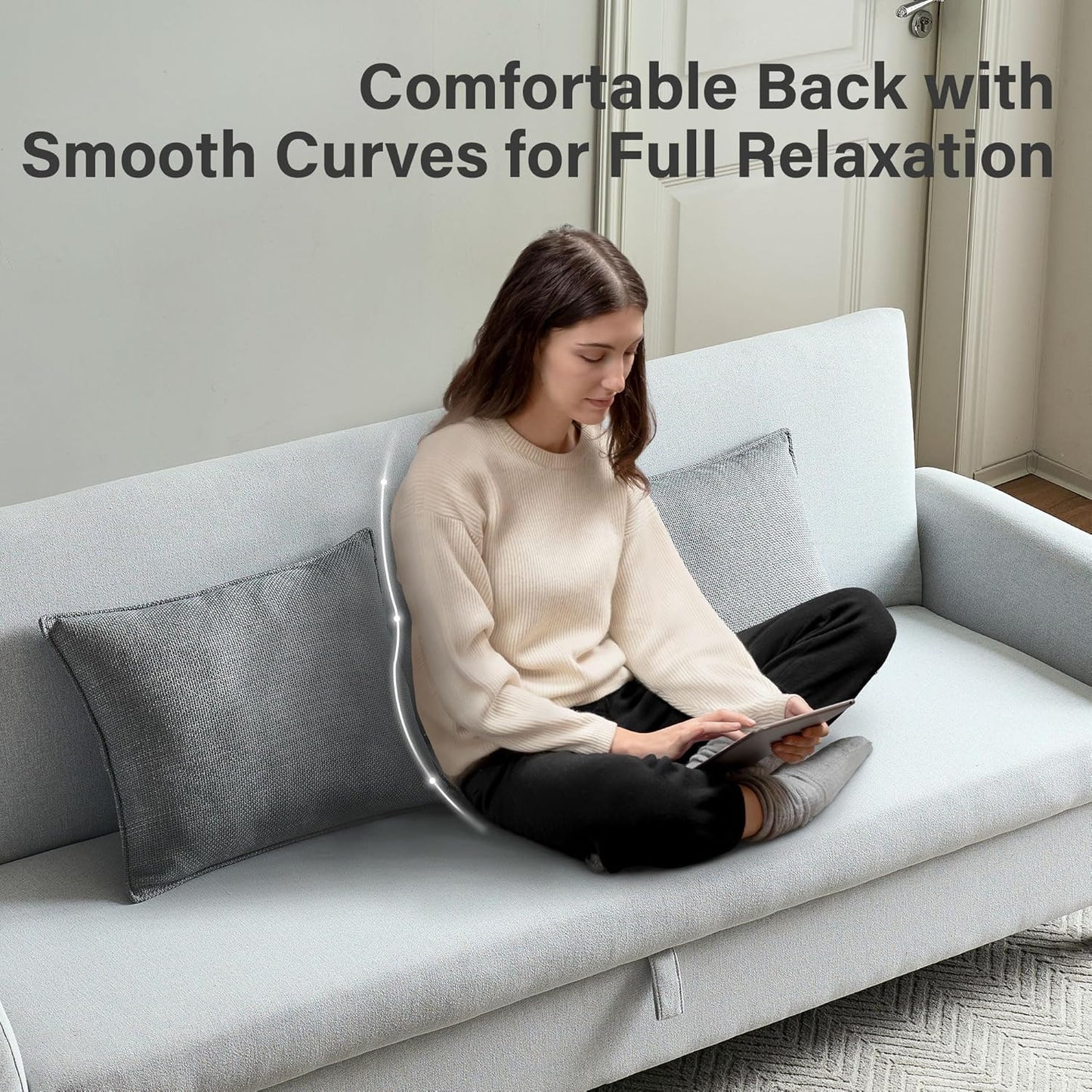 Convertible Futon Sofa Bed, 80.7" Adjustable Sleeper Sofa with Storage, 3-Seater Couch, 5-Position Reclining Back, 7" Thick Cushion, Twin Size Sofa for Small Spaces, Living Room, Bedroom, Dorm, Office