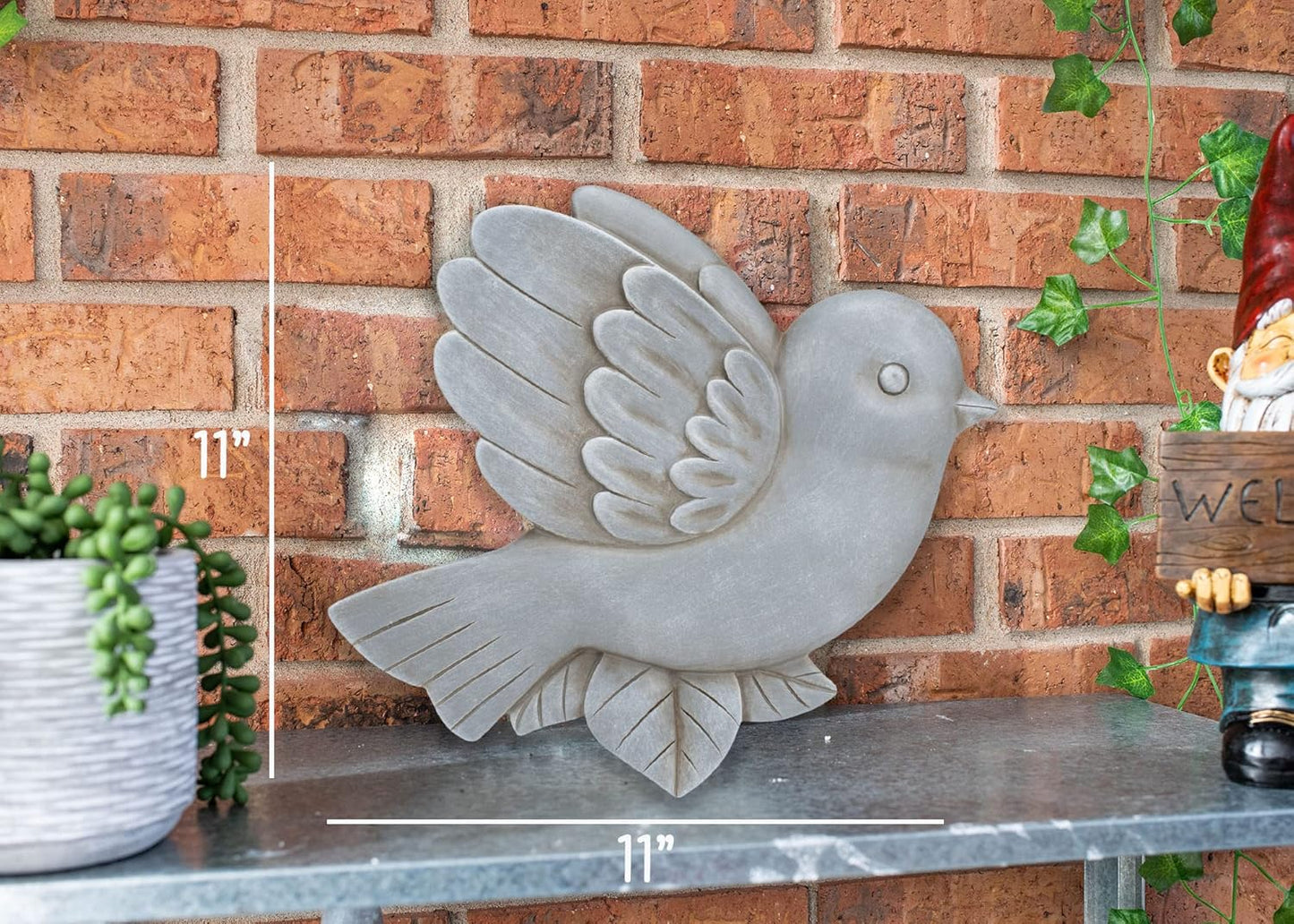 NAT & Jules Animal Character Shaped Dimensional Indoor Outdoor 11 inch Cast Resin Decorative Garden Stepping Stone, Patio, Walkway Sculpture Yard Art, Stone Grey Bluebird