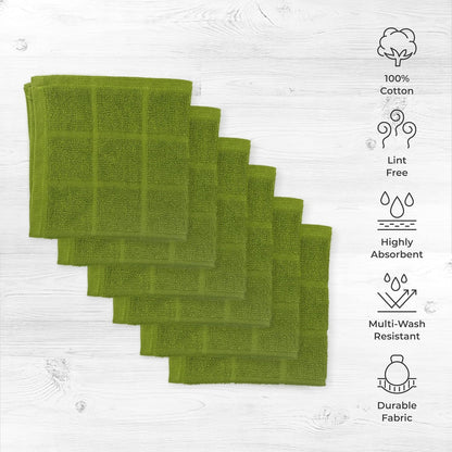 100% Cotton Terry Dish Cloth & Dish Towel, 6 Pack, Super Soft and Absorbent Kitchen Towels, Perfect for Kitchen Cleaning and Dish Washing (Green 6 Pack)