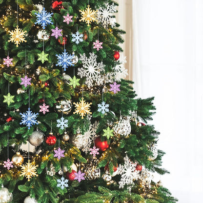 Dilunave 40 Pieces Christmas Snowflake Ornaments Acrylic Christmas Tree Decorations Crystal Snowflakes Translucent Winter Hanging Ornament for Tree (Colorful)