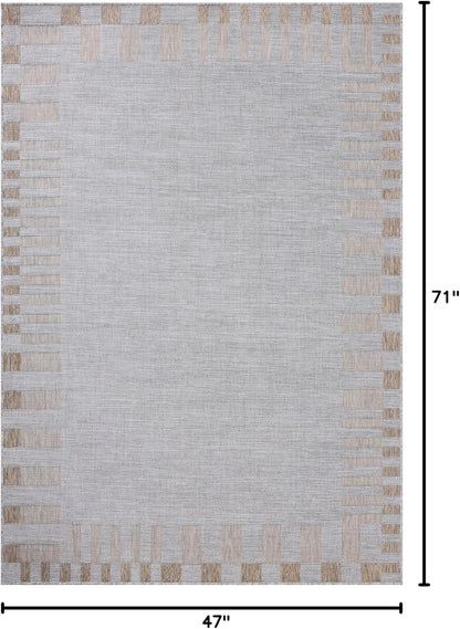 Loloi Amber Lewis Topanga Collection TOP-08 Silver/Natural 3'-11" x 5'-11" Indoor/Outdoor Accent Rug