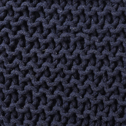 REDEARTH Square Hand Knitted Pouf - Foot Stool Ottoman Coffee Table - Cotton Cord Boho Pouffe - Poof Accent Footrest for Living Room - Bedroom - Library (16" x 16" x 16") - Navy Blue