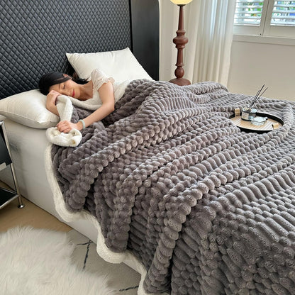 UKELER Sherpa Throw Blanket 60 × 80 inch, 470 GSM Striped Sherpa Fleece Blanket for All Season, Warm and Cozy Blankets for Couch Sofa Bed Office Camping, Dark Grey