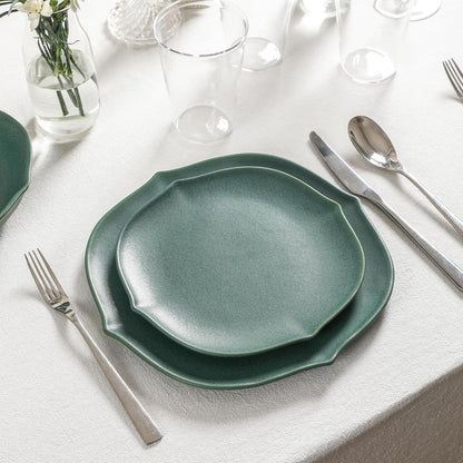 Stone Lain Baskerville 16-Piece Dinnerware Set Stoneware, Borosilicate Glass, Green