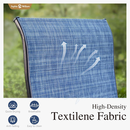 Sophia & William Outdoor Bar Set, Patio Bar Table and Chairs Set, Bar Height Patio Set - 2 x Swivel Bar Chairs(Blue), 1 x Square Bar Table(Wood-Like)