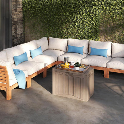 50 Gallon Lockable Resin Deck Box, Waterproof & UV-Resistant Outdoor Storage Box for Outdoor Cushion Storage, Garden Tools & Pool Accessories Storage, Gray