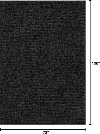 CAMILSON Easy Jute Rug 6x9, Indoor Outdoor Dark Gray Black Farmhouse Area Rugs for Living Room Patio and Kitchen Rug, Solid Boho Woven Design, Easy-Cleaning, Washable Outside Carpet Alfombras (6 x 9)