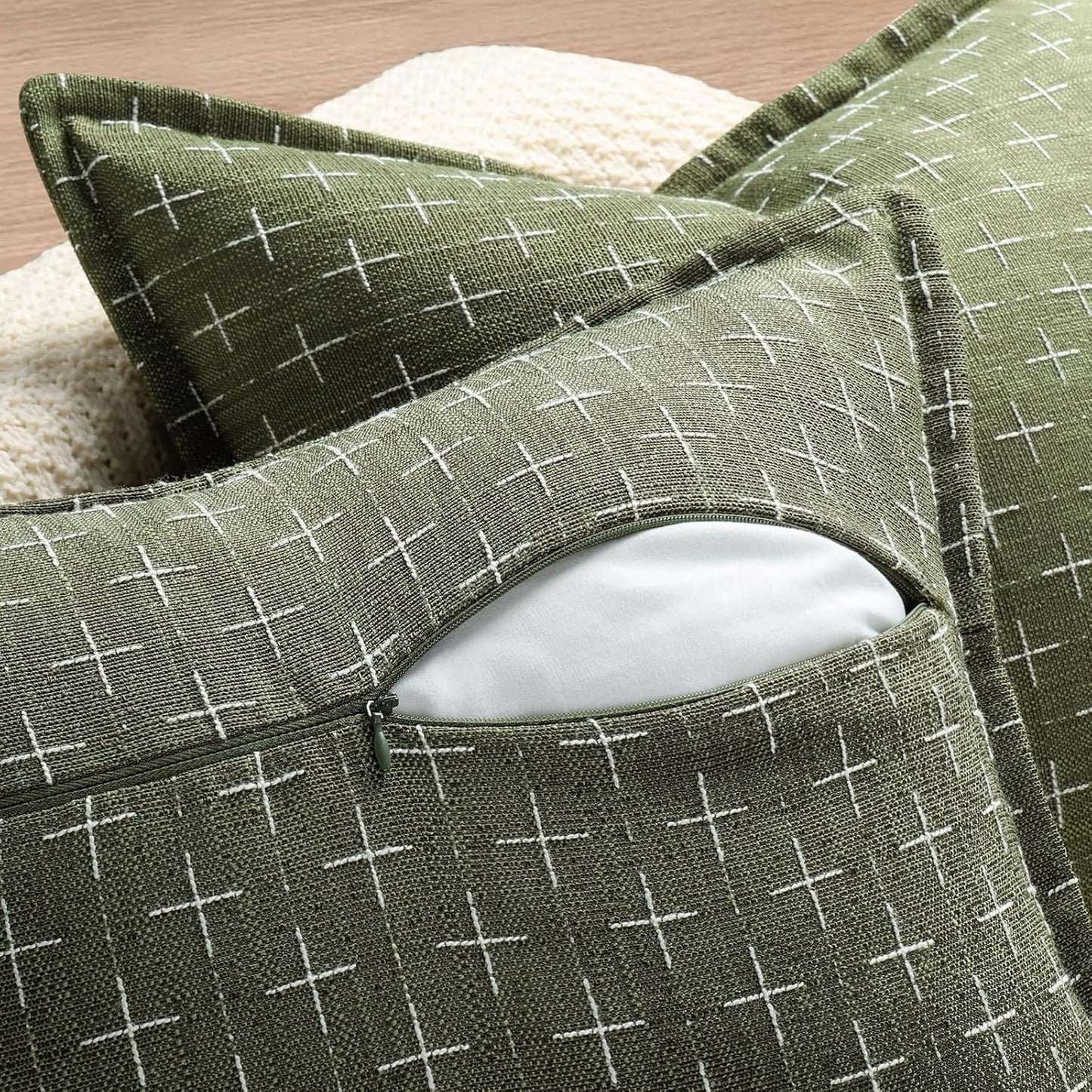 ZWJD 12x20 Pillow Covers Set of 2 Soft Polyester Textured Lumbar Pillow Covers with Stylish Flange Edge Cozy Farmhouse Throw Pillows for Couch Bed Sofa Living Room