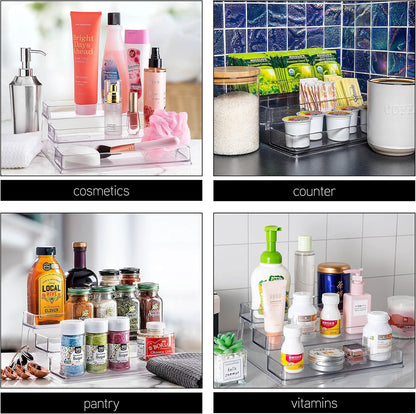 SIMPLEMADE 3-Tier Spice Rack Organizer - Versatile Storage Shelf for Kitchen, Bathroom, Bedroom & Office, Set of 1, Clear