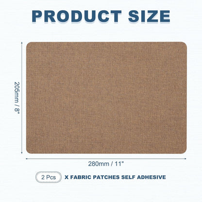 PATIKIL 8x11 Inch Linen Repair Patches, 2Pcs Self-Adhesive Fabric Patch for Sofas Tote Bags Furniture Car Seats Clothes Tents, Brown
