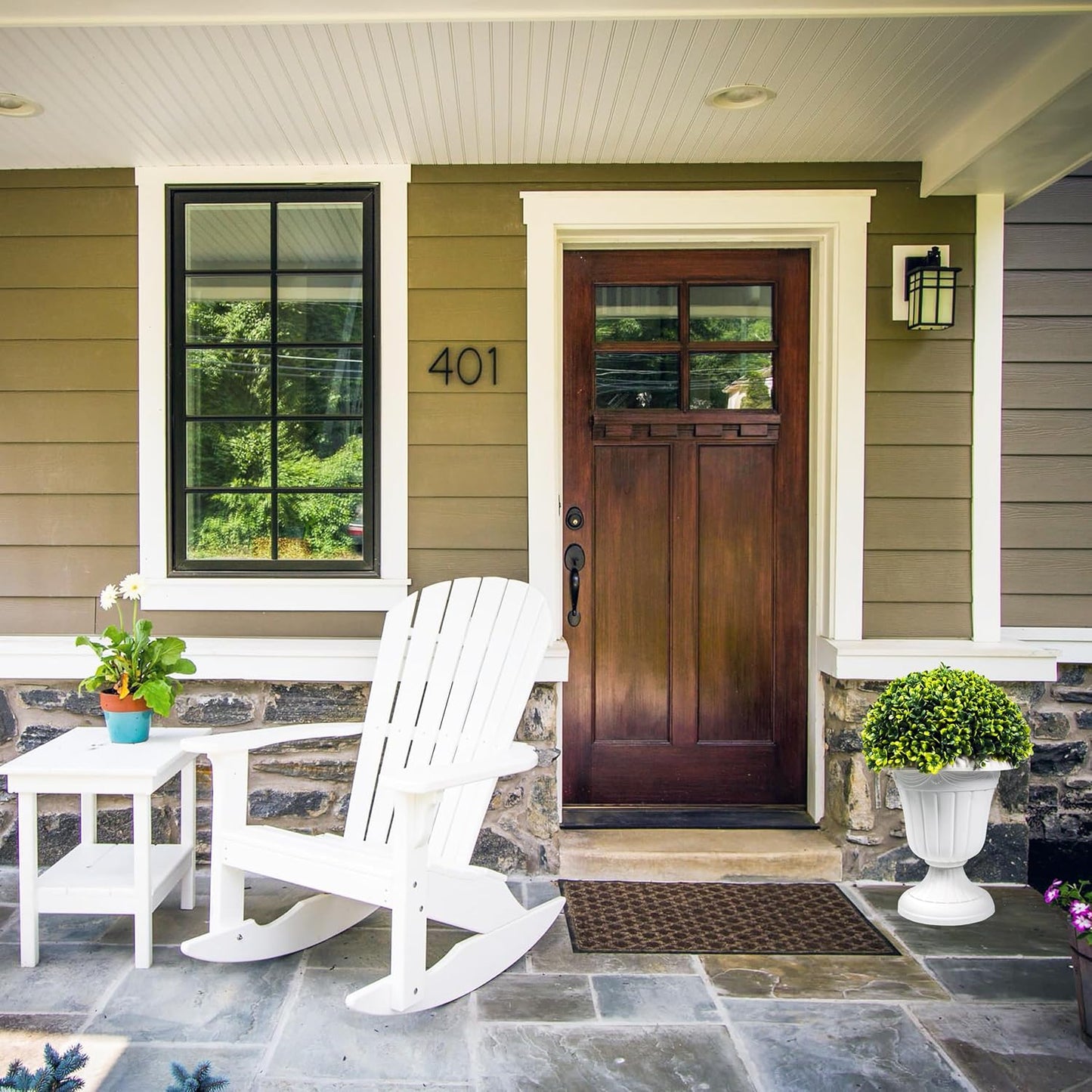 Sunnyglade 2 PCS 17" Artificial Plastic Boxwood Ball Tree, Faux Potted Decorative Topiary Plant, UV Resistant Fake Plant in Pot for Home Gate Indoor Outdoor Patio Office Decor