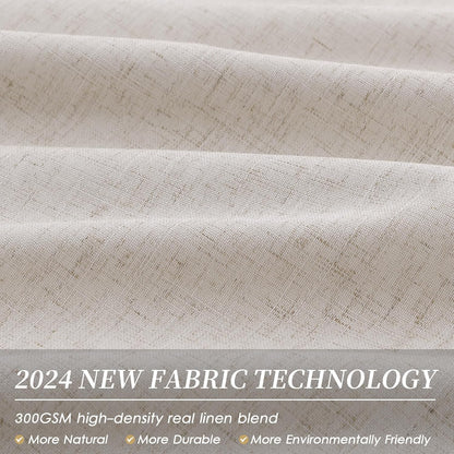 BOODII 63 Inch Blackout Curtains Linen Black Out Curtain for Bedroom 2 Panels Set Neutral Room Darkening Curtains Sand Beige Thermal Insulated Curtain for Nursery Window Drapes Back Tab 52x63
