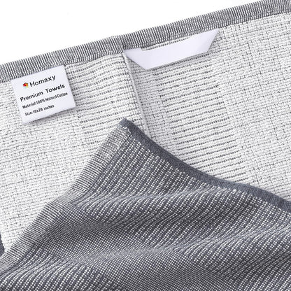 Homaxy Premium Kitchen Towels(18”x 28”, 6 Pack), Large Cotton Kitchen Hand Towels, Flat and Terry Dish Towels, 380 GSM Highly Absorbent Tea Towel Set with Hanging Loop, Grey