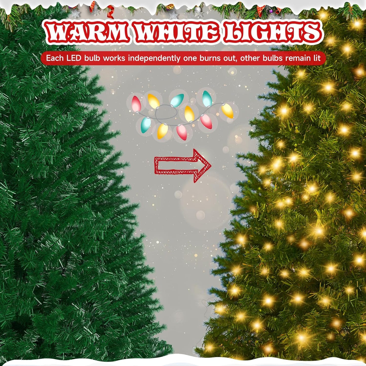 LEVELEVE Premium 4.5FT Artificial Holiday Christmas Tree w/350 Branch Tips,250 LED Lights for Home,Office,Party Decoration