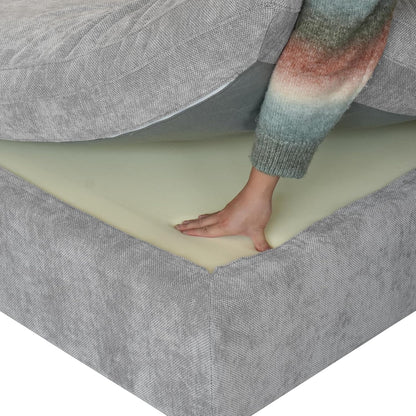 JACH Modular Ottoman Seater for Living Room, Cushion Covers Removable, Minimalist Comfy Footstool, Breathable Ottoman for Living Room Apartment (Light Grey)