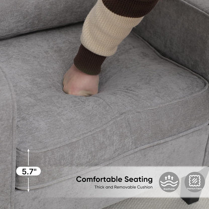 Accent Chair for Living Room, Mid Century Modern Reading Chair for Bedroom, Upholstered Armchair with Side Pockets, Comfy Single Sofa Side Chair for Office, Apartment, Small Room, Light Grey