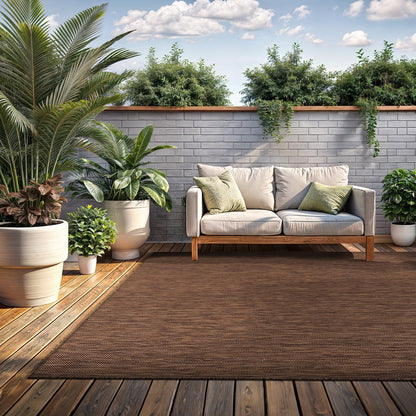 Washable Indoor Outdoor Rug Weather Resistant Carpet Modern Solid for Porch Deck Balcony Backyard Patio Rug 5x7 Gold Brown