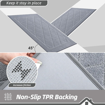 BEQHAUSE Dirt Trapper Door Mat 24" x 36", Doormat Non-Slip Entryway Rugs Washable, Dog Door Mat Stain Resistant and Absorbent Welcome Floor Mat for Front Back Door, Muddy Wet Shoes & Paws, Grey