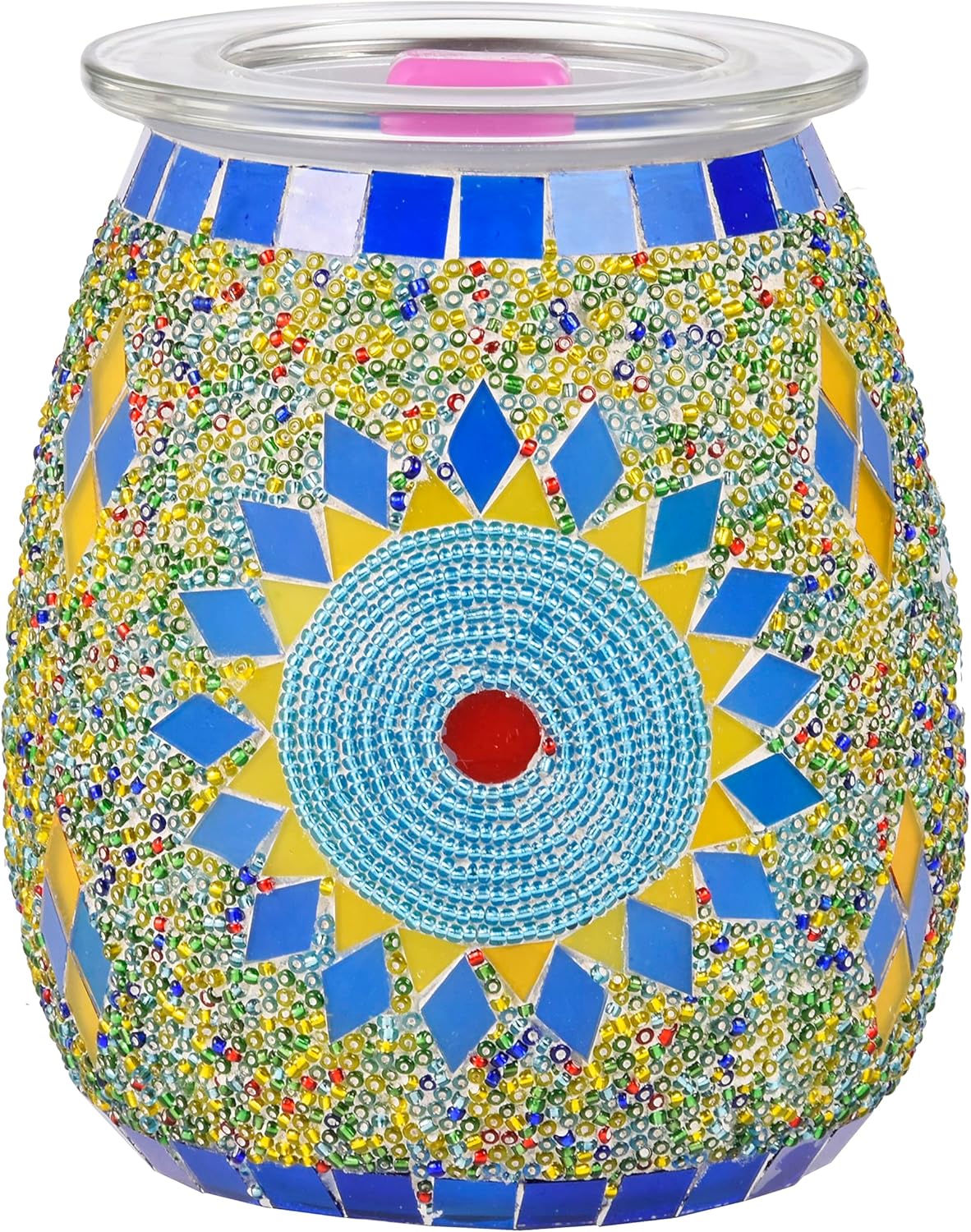 Dicimi Electric Wax Melter, Mosaic Stove Burner, Glass Essential Oil Stove Wax Tart Burner Fragrance Night Light Aromatic Decoration for Home Office Bedroom Living Room Decoration Present (Sunflower)