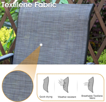 PHI VILLA 5 Piece Patio Bar Set, High Top Outdoor Dining Table and Chairs with Swivel Bar Stools (Gray) & Wood-Like Steel Rectangle Bar Table for Yard, Deck, Garden and Kitchen