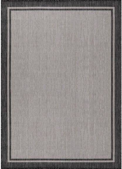 CAMILSON Indoor Outdoor Rug, 5x7 Bordered Gray Modern Area Rugs for Indoor and Outdoor Patios, Kitchen and Hallway Mats, Washable Porch Deck Outside Carpet (Bordered Grey, 5 x 7)