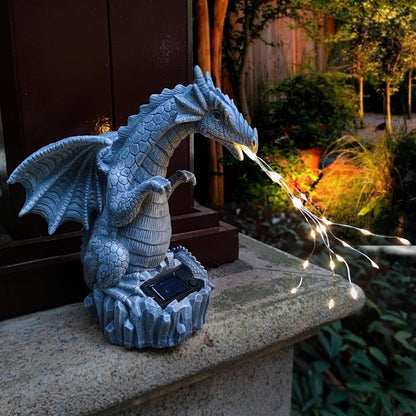 Dragon Solar Garden Statues Outdoor Decoration with LED Light Strings,Dragon Figurine Solar Lights Lawn Décor,Outside Statue Ornament for Patio, Balcony, Yard,Unique Gifts for Mom Grandma