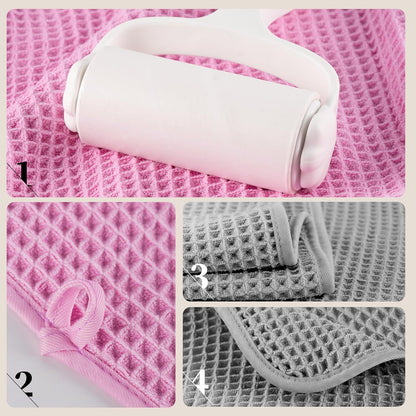 POLYTE Microfiber Oversize Quick Dry Lint Free Bath Towel, 60 x 30 in, 4 Pack (Waffle Weave)