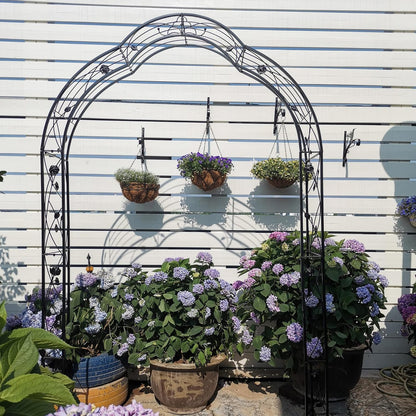 Metal Garden Arch 98.4" H Garden Arbor Trellis for Outdoor Climbing Plants Support Rose Lawn Tall Large Scale Event Arch(L, Black)