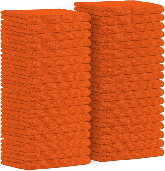 Avalon Towels Microfiber Cleaning Cloths (Value Pack of 36) Size 16" x 16", Highly Absorbent Cleaning Rags, Lint Free Cleaning Towels, Reusable and Washable, Microfiber Towels for Cars (Orange)