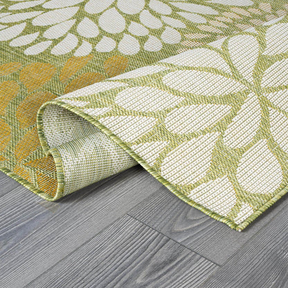 Beverly Rug Outdoor Rug 5x7 Modern Exotic Tropical Leaf Area Rugs for Indoor and Outdoor Patio Deck Porch Garden Water Resistant Washable Outside Carpet (5 x 7 Green)