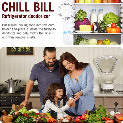 Monkey Business Chill Bill Refrigerator Deodorizer, Baking Soda Container, Baking Soda Fridge, Baking Soda Fridge Deodorizer, Cute Gifts, Kitchen Gadgets