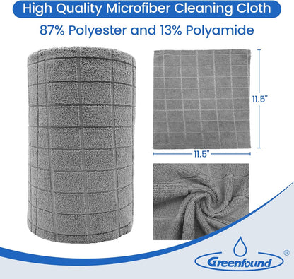 Greenfound Microfiber Cleaning Cloth Roll -80 Pack,Tear Away Towels for Car,Reusable Paper Towels Washable,Super Absorbent,Lint Free Cleaning Rags for House,Kitchen,Window-11.5"×11.5"(Check Grey)