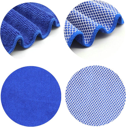 Microfiber Dish Cloths Fast Drying Kitchen Cleaning Cloth Dish Rags Dust Cloths Ultra Absorbent Lint Free Washcloths with Poly Scrub Side 12inch x 12inch 8 Pack (Dark Blue)