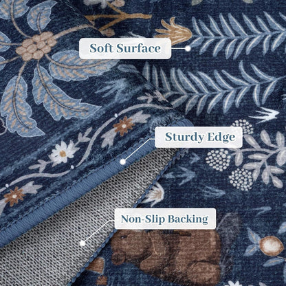 OJIA Jungle Print Rugs for Living Room 8x10 Washable Area Rugs for Bedroom, Modern Non-Slip Ultra-Thin Soft Large Carpet Non-Shedding Nursery Rug for Teens Kids Playroom Dining Room Home Decor