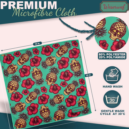WESERWEF Design Microfiber Glasses Cleaning Cloth – Premium Cleaning Cloth for Eyeglasses, Screens, Tablets, Cameras & Lenses, 12" x 12", Ultra-Soft & Scratch-Free (Skull)