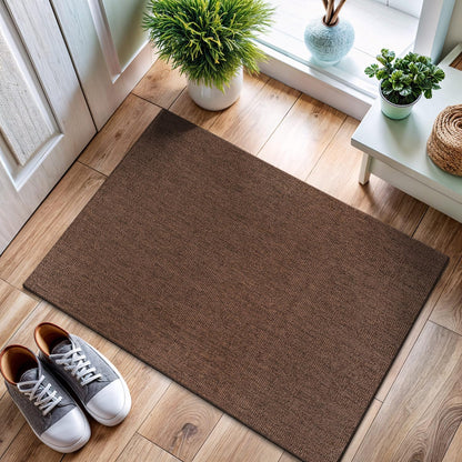 CAMILSON Easy Jute Rug 2x3, Indoor Outdoor Brown Color Fiber Area Rugs for Living Room and Kitchen Rug, Solid Boho Woven Design, Easy-Cleaning, Washable Outside Carpet Alfombras (2 x 3)