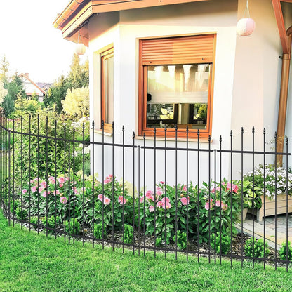 Metal Garden Fence 42 in H x 12 ft L, 6 Panels + 7 Stakes Border Dog Fence Panels Animal Barrier, No Dig Garden Fencing for Yard Patio Flower Bed Lawn Outdoor, Arch Black