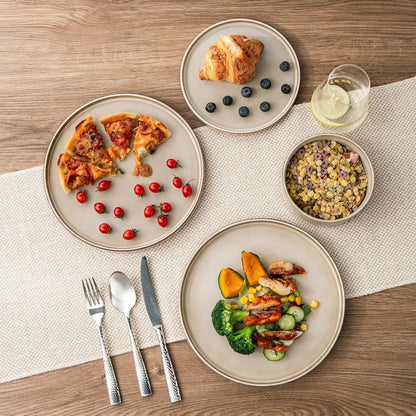 AmorArc Ceramic Dinnerware Sets, Handmade Reactive Glaze Stoneware Plates and Bowls Sets,Highly Chip and Crack Resistant | Dishwasher & Microwave Safe Dishes Set, Service for 8 (24pc)