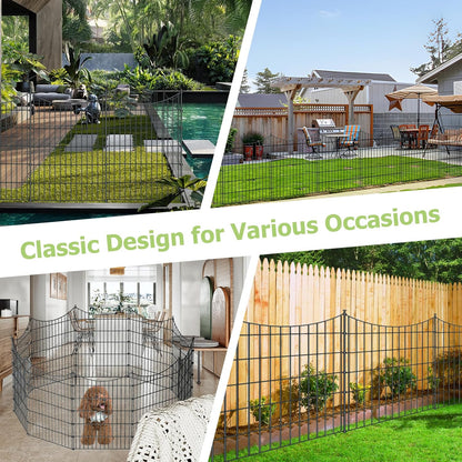 10 Panels Garden Fence Dog Fence Outdoor for Yard, 40in H x 23.6ft L Rustproof Metal Fencing with Ground Stakes | No Dig Animal Proof Containment for Pets/Rabbits | Durable Patio Security Panels