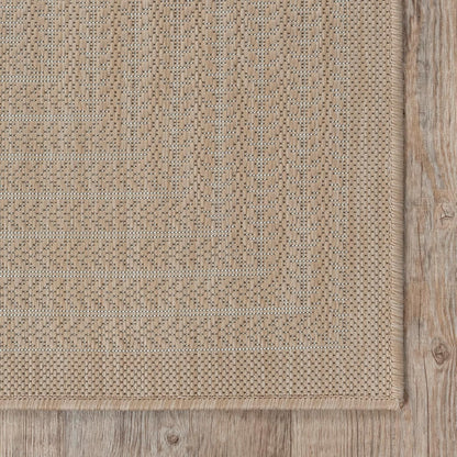 Adiva Rugs Outdoor Indoor Area Rug, Weather Resistant, Easy to Clean, Stain Resistant Floor Mat for Dining Room, Backyard, Deck, Patio (Natural Beige, 2'6" x 7')