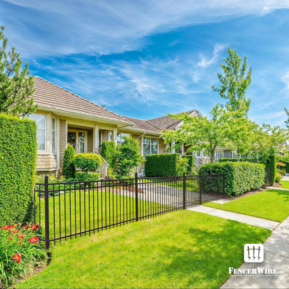 Fencer Wire Heavy Duty Flat Top Fence Gate, 6FT Height x 4FT Width Outdoor Fence Gate, Outdoor Anti-Rust Metal Steel Gate for Fencing Barrier, Decorative Garden Gate for Residential, Yard, Pool, Patio